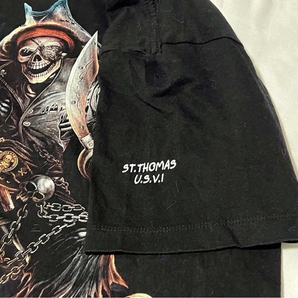 Caballo Pirate Skull Graphic Black T-Shirt L St Thomas - Picture 3 of 8
